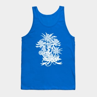 Spiky White Thistle And Sea Holly Flowers Tank Top